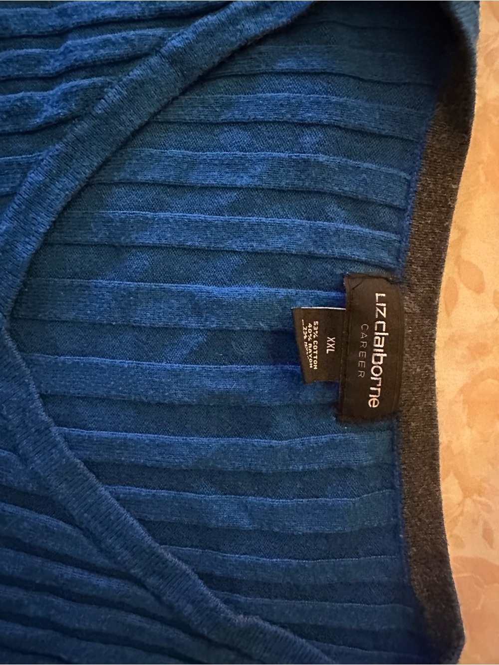 Liz Claiborne Blue Ribbed Knit Top